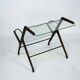 Ico Parisi Magazine Rack in Wood, Brass and Glass. Italy, 1950s