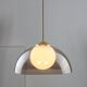 Space-age Italian Brass, Opaline and Plexiglass Pendant Lamp