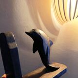 Wooden bookends in the shape of dolphins, vintage 1970.