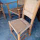 Lot 2 armchairs and 2 chairs design wood and straw period 1970
