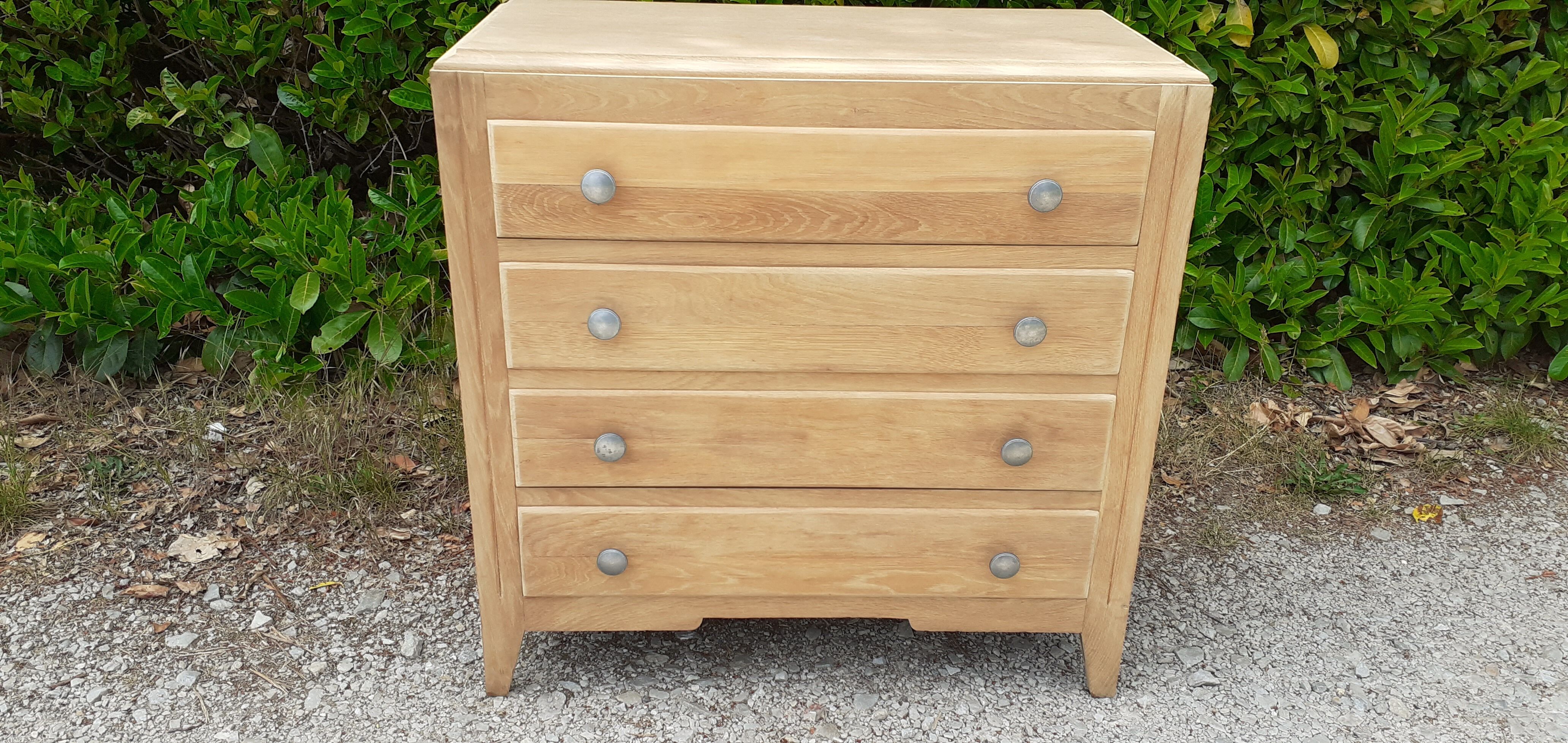 Chest of drawers 4 drawers oak feet compass vintage raw wood