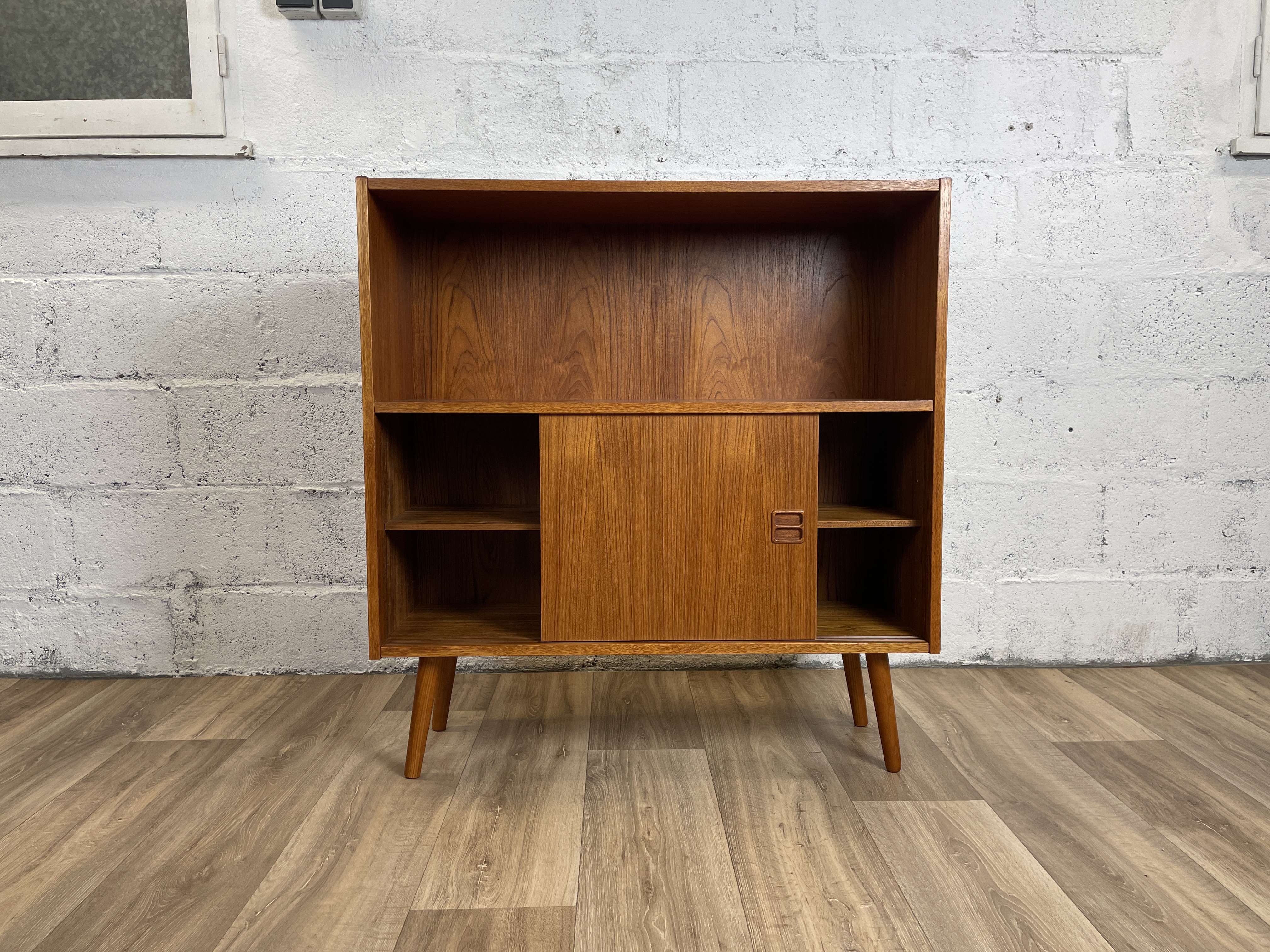 Vintage Scandinavian teak sideboard bookcase, 60s