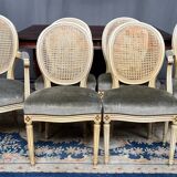 Set of four Louis XVI style chairs and two armchairs.