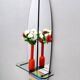 Oval Wall-Mounted Entryway Mirror and Console Table with Glass Top