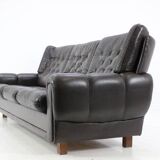 Czech Brown Leather Sofa, 1970s