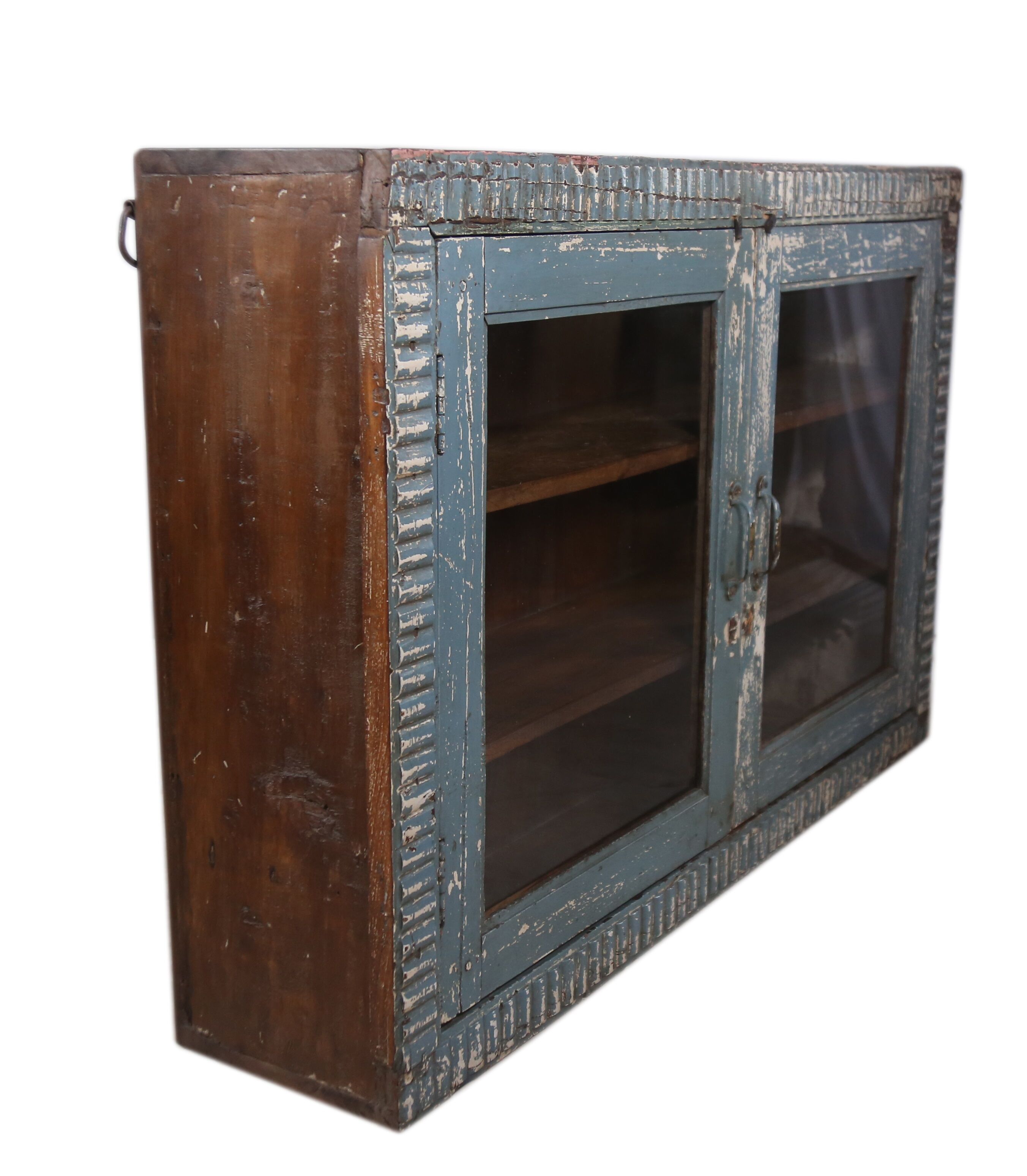 Vitrine murale en teck birman ancien