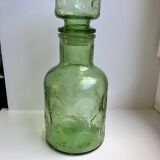 Decanter in green bubbled glass 70s