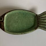Dieulefit ceramic fish, in green glazed earthenware.