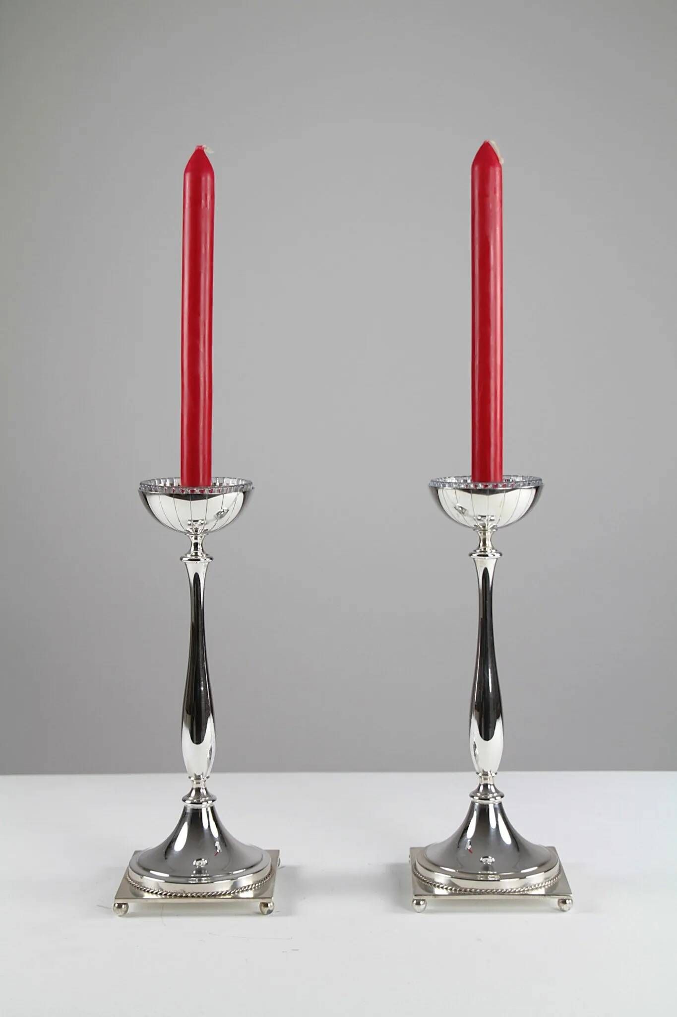Gunnar Ander for Ystad-Metall: Pair of “Nysilver” candle holders, 1960s