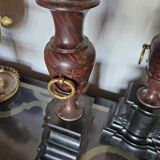 Antique Vases In Griotte Marble And Black Marble, Grand Tour, 19th Century