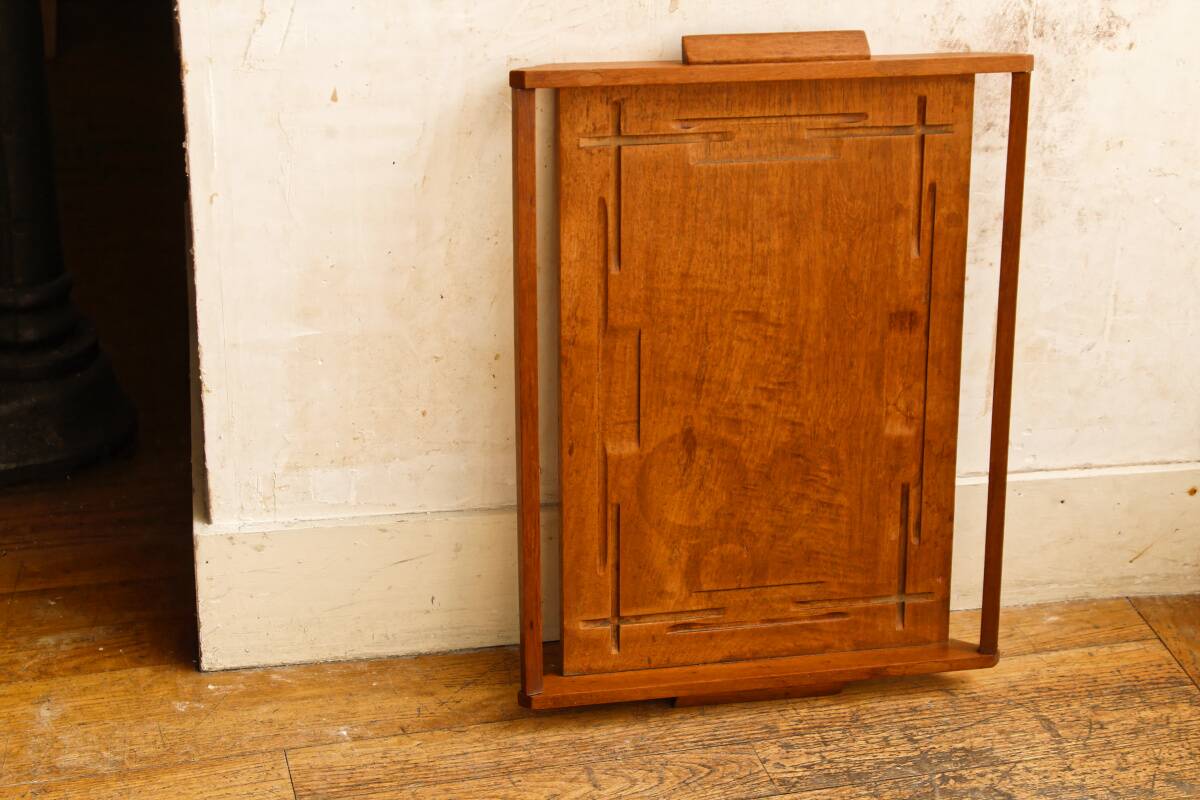 Art deco tray in solid teak
