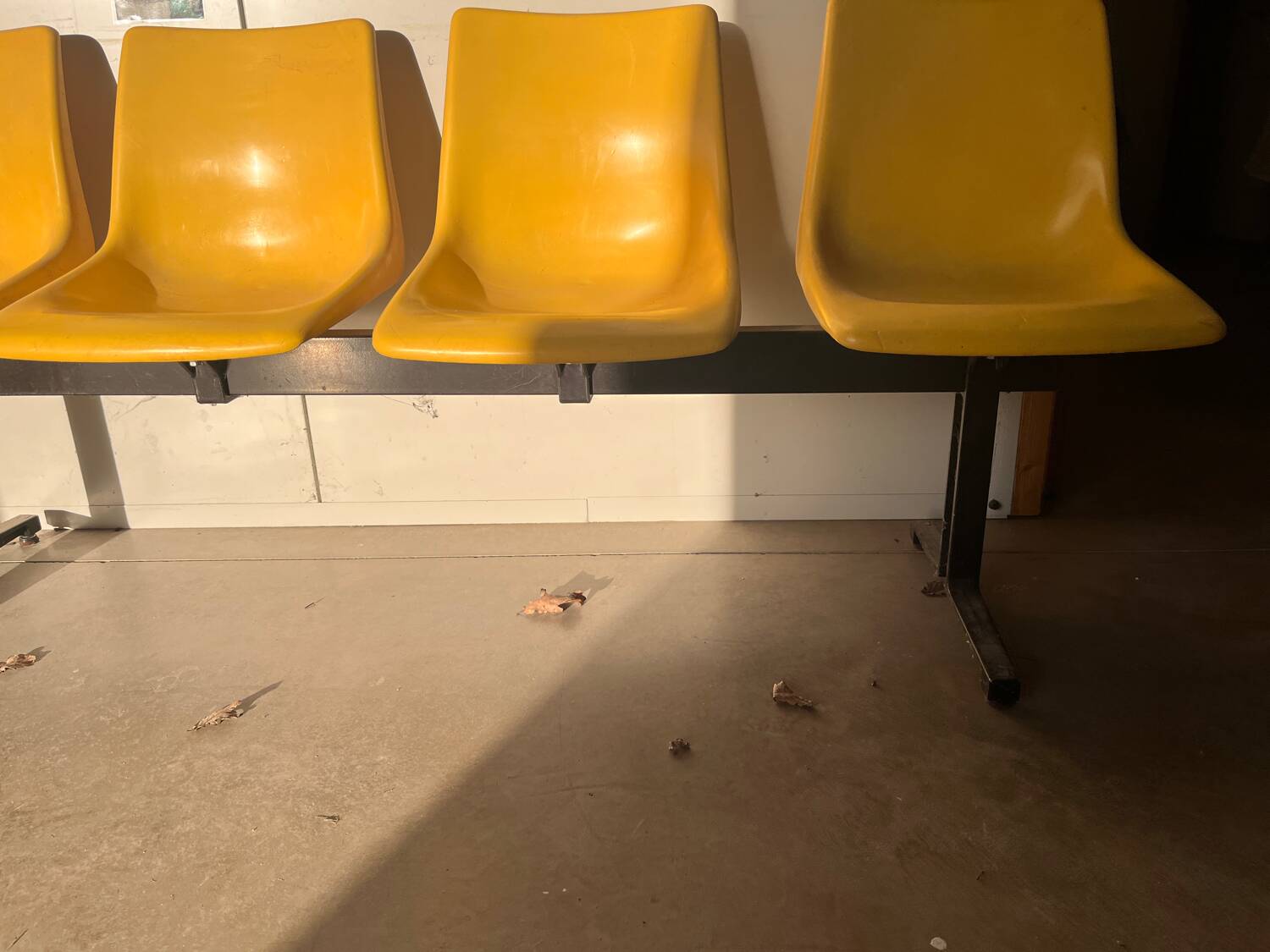 Waiting bench, vintage yellow sofa