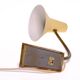 Swan neck lamp, desk lamp, SIS, vintage, brass, beige, 60s