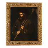 Peinture ancienne Paysan avec une houe, huile sur toile, XVIIe-XVIIIe siècle