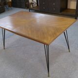 Oak table with cast iron and bronze legs, Italian design, 1960s