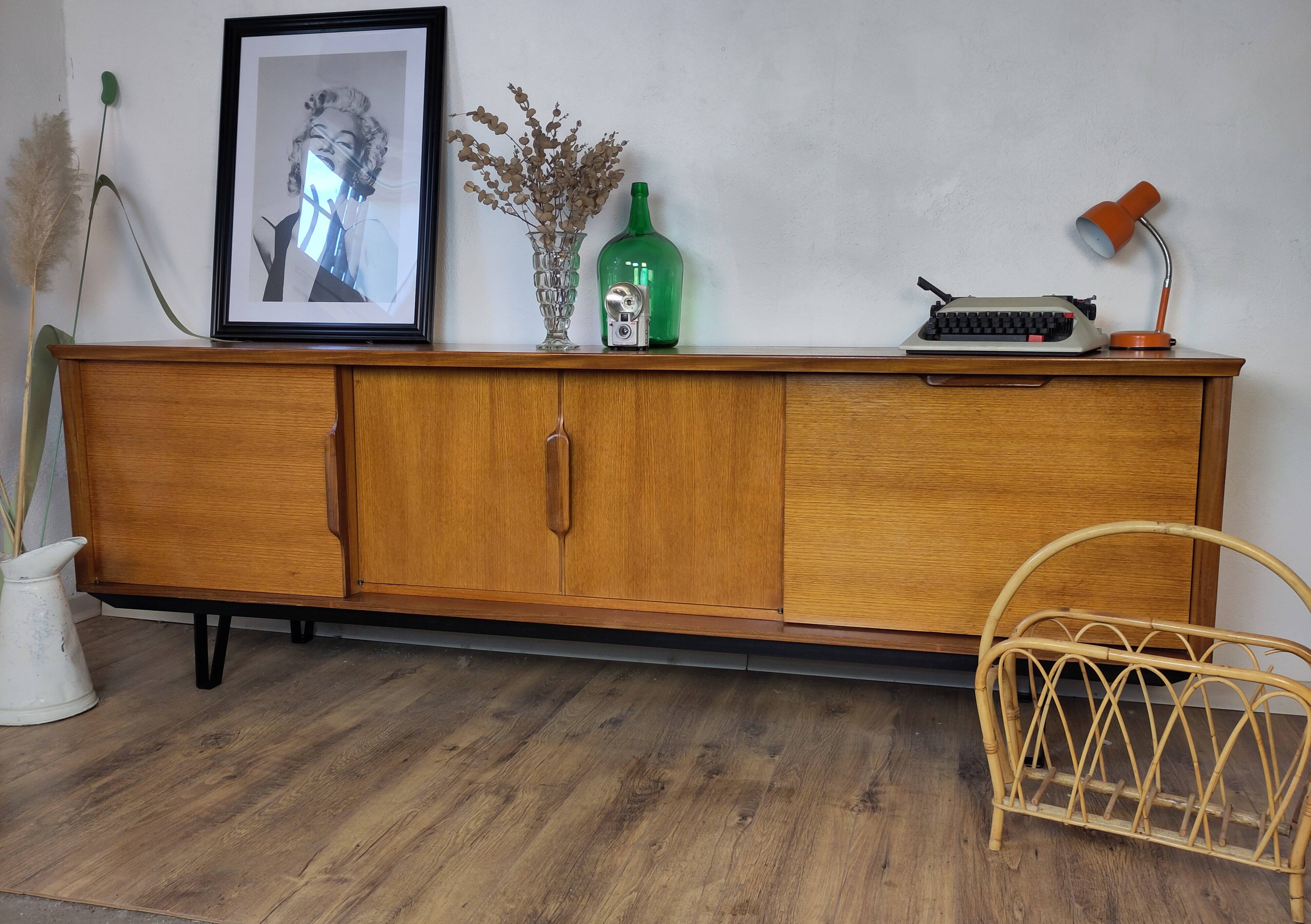 Scandinavian teak and metal sideboard