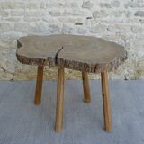 Table basse guéridon en bois brut tronc d'arbre