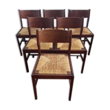 Elm and straw chairs by Maison Regain