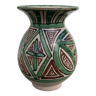 Vase Punter en céramique verte et blanche signé et numéroté