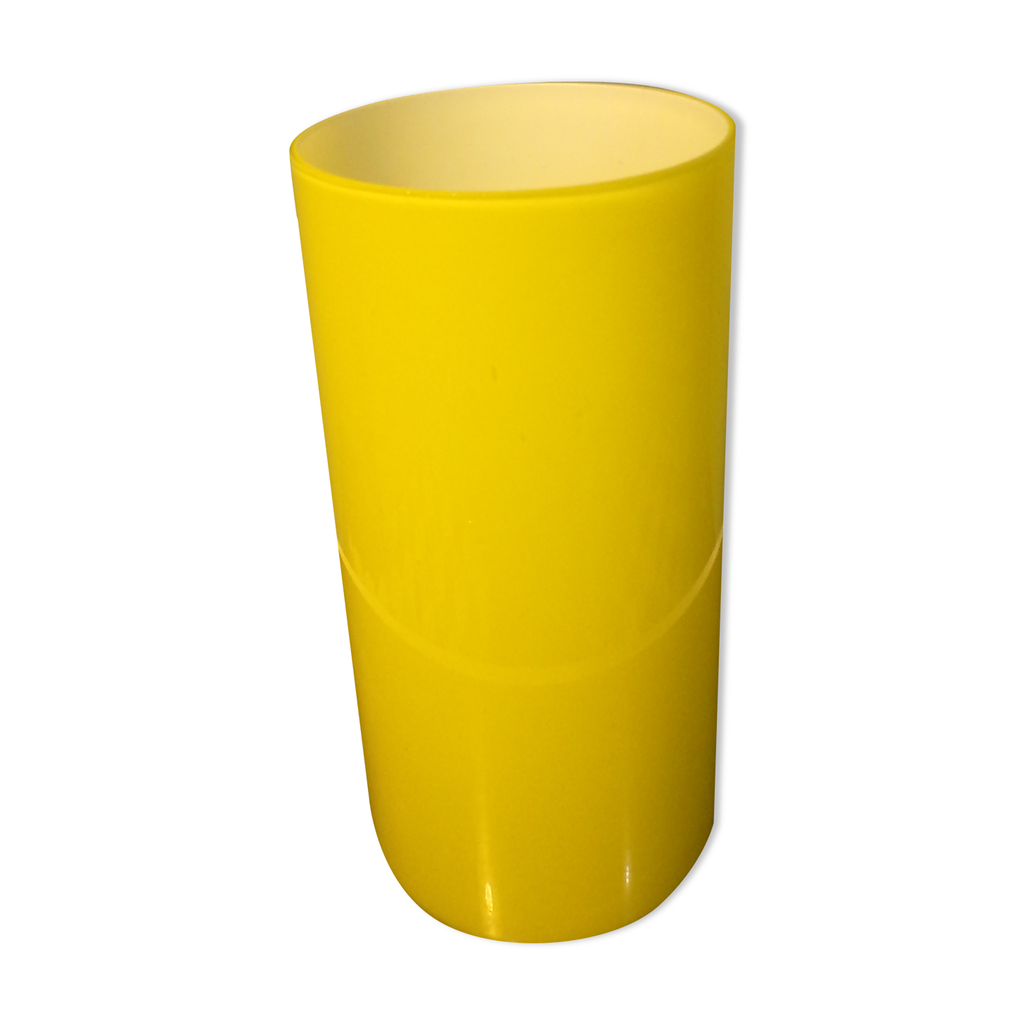 Vintage opaline roll vase yellow