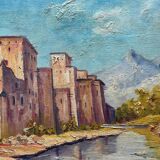 Tableau HSP 1956 "Kasbah Talat n’Yacoub" Orientalist Morocco