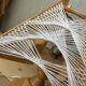 Geometric wood and string-art table lamp