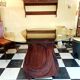 Table marqueterie de rotin vintage 1970