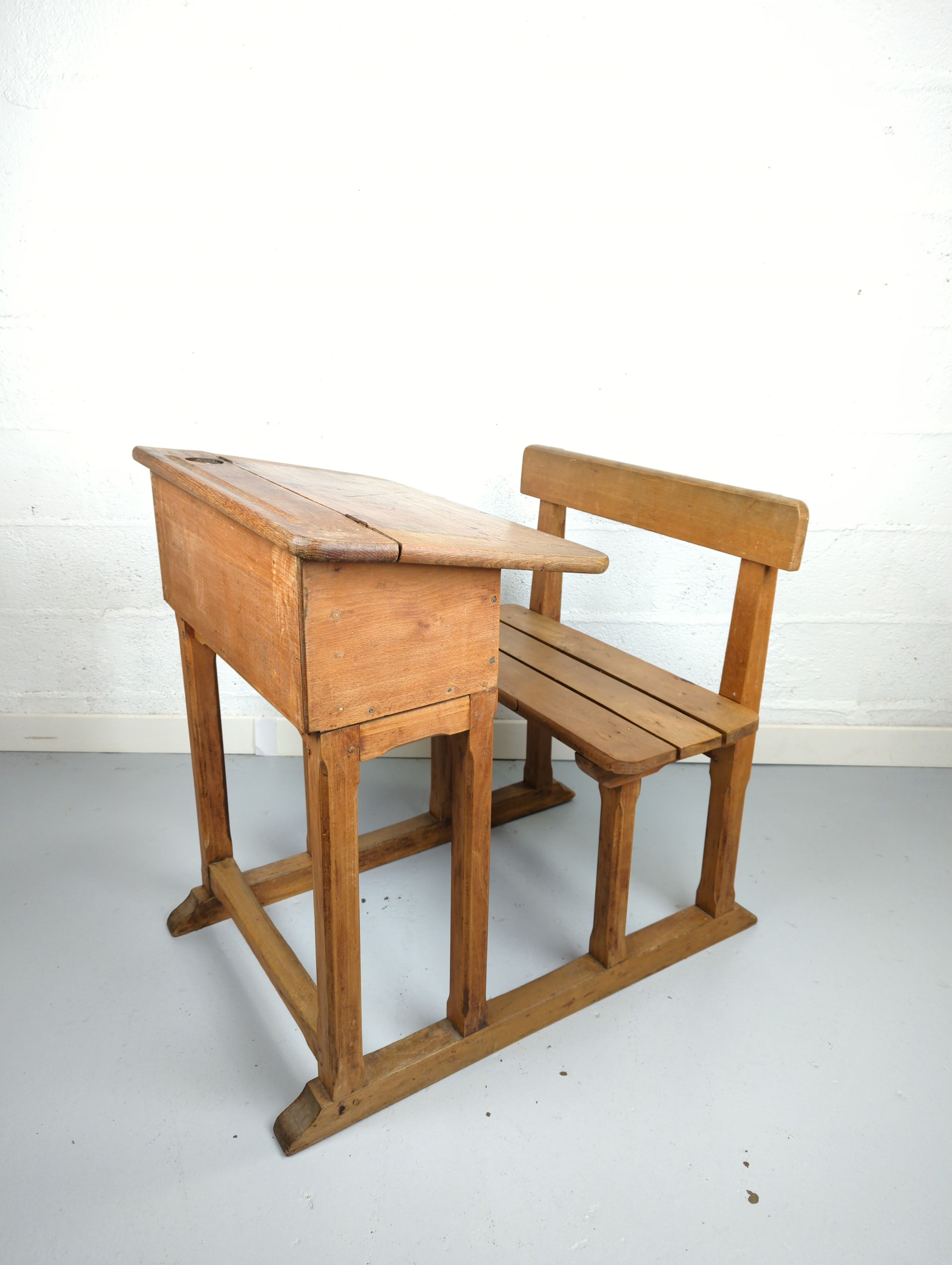 Pupitre écolier en bois