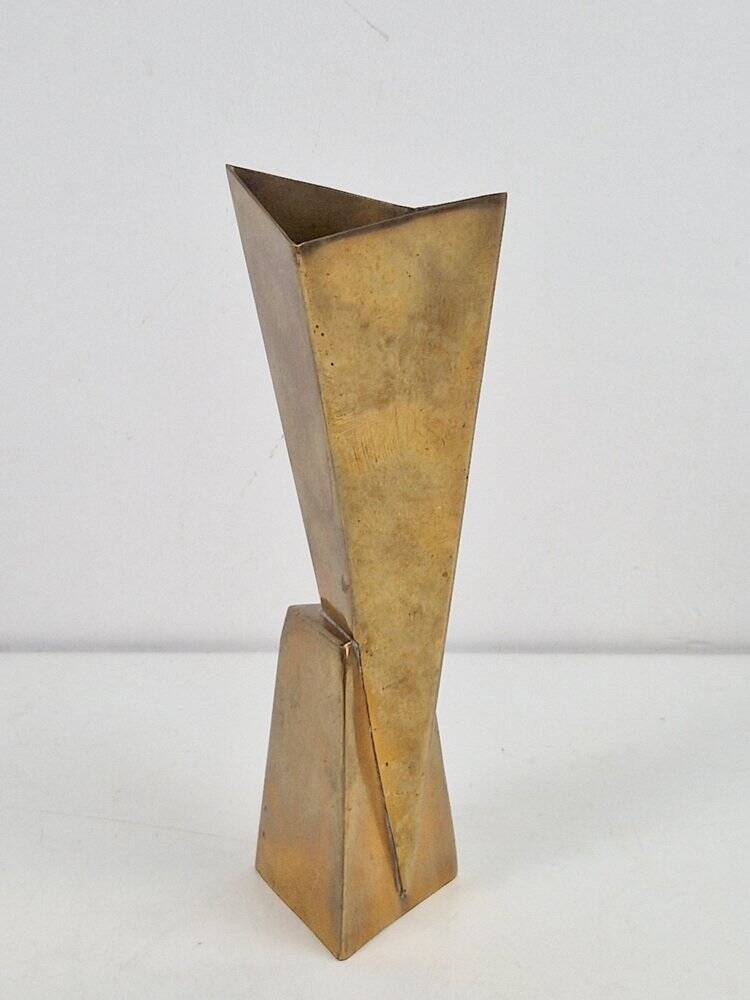 Art Deco Cubist Brass Vase from WMF, 1930s