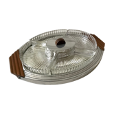 Art Deco mirror tray with appetizer compartments
