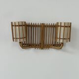 Double vintage wall light in rattan, France, 1950.
