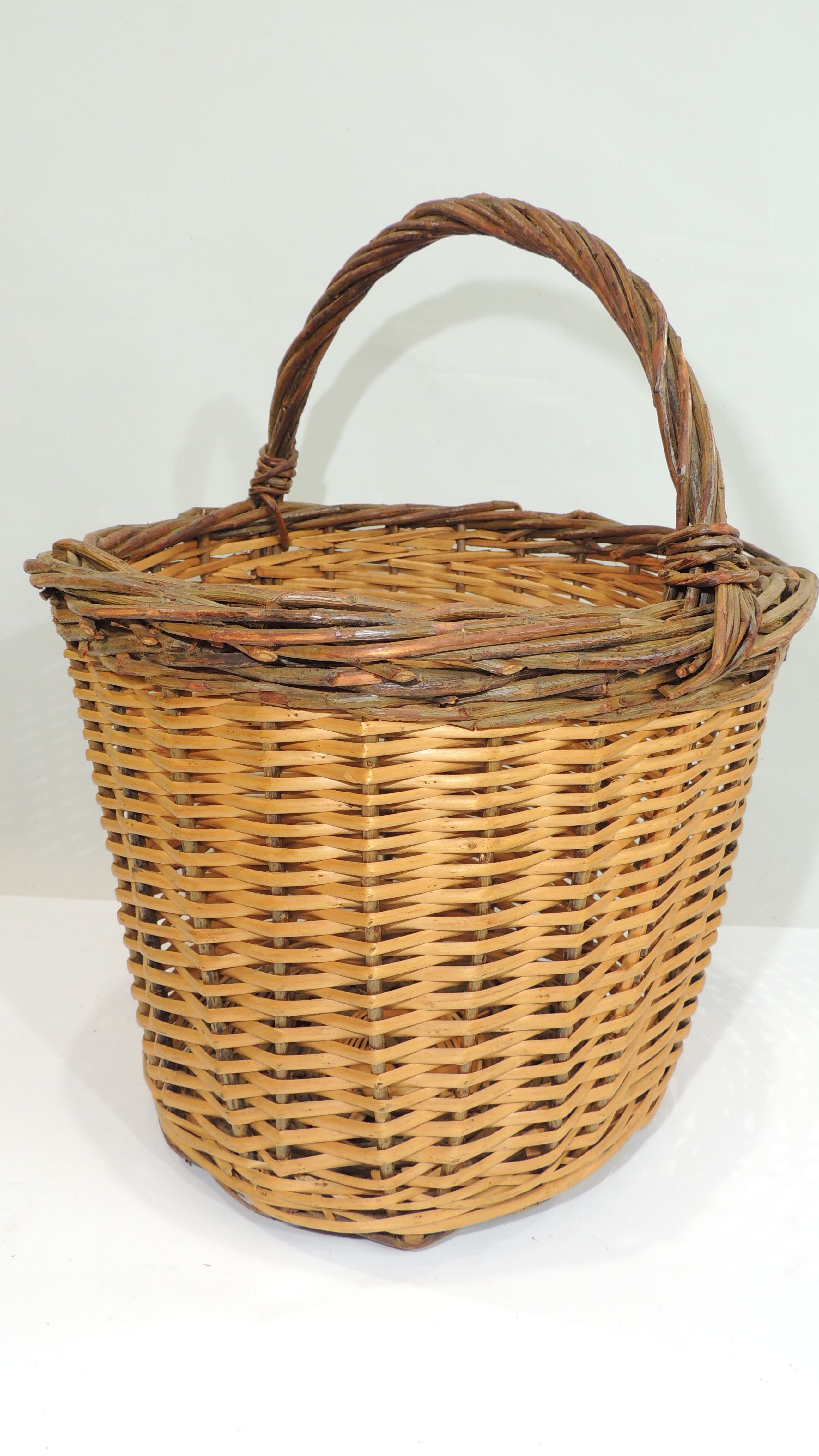 Antique wicker basket / handmade / vintage