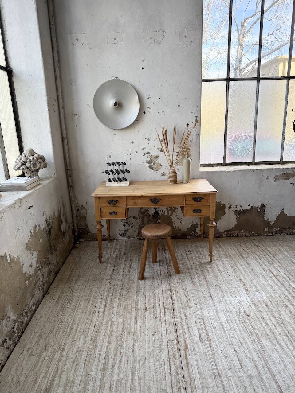 Blonde walnut desk and pine top 1900