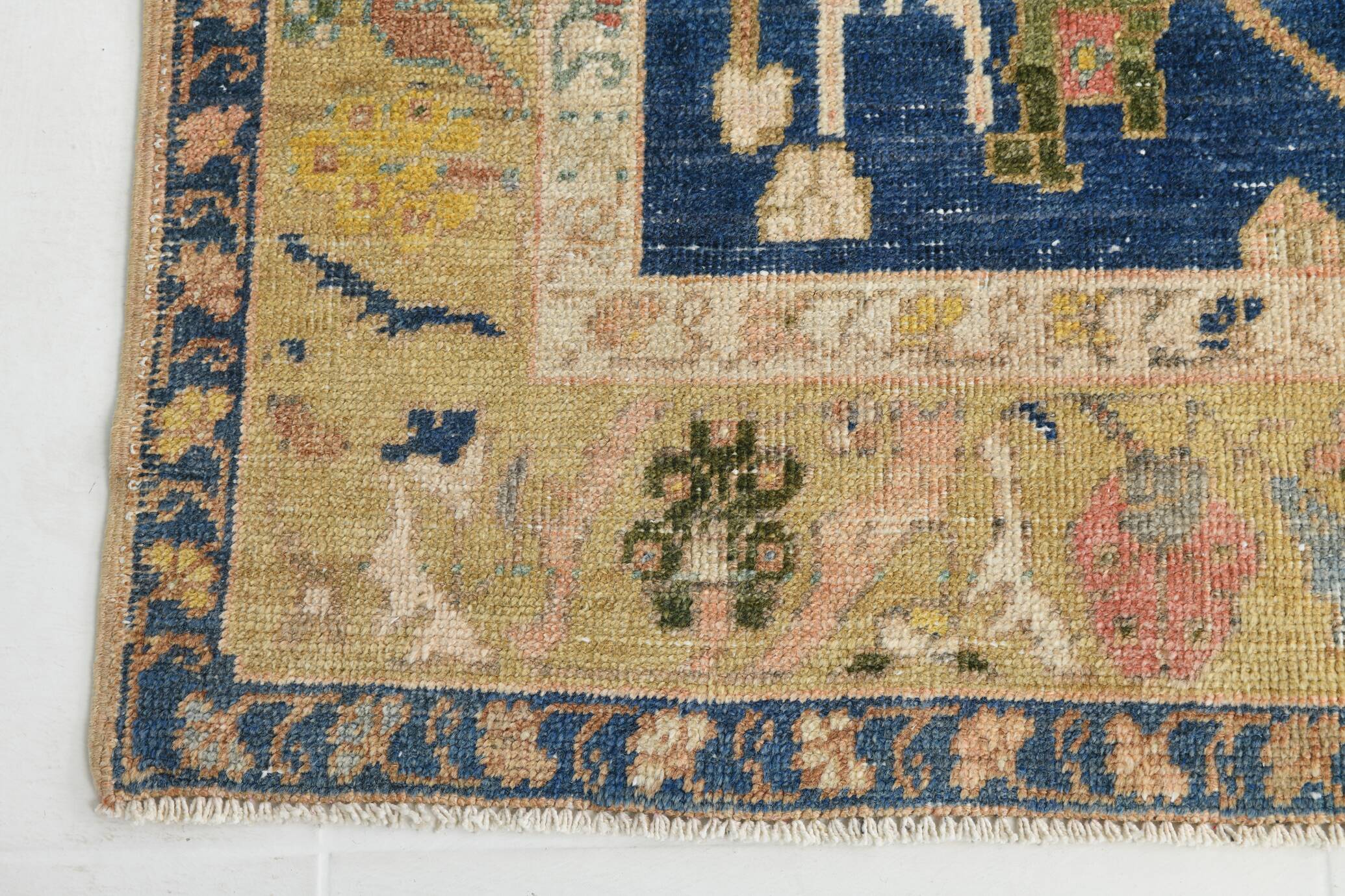 5x9 Peach Red Dark Blue Persian Area Rug, 153x290Cm SK 18900