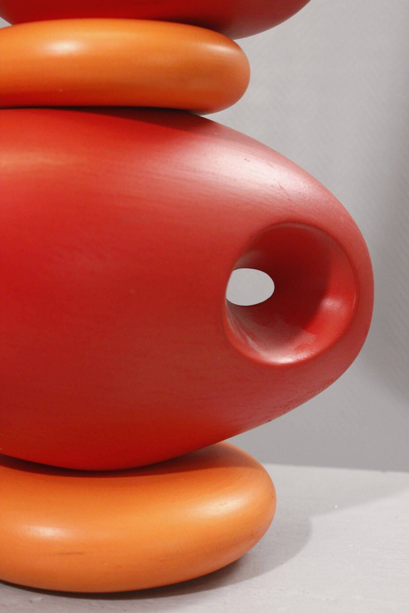 Louis Drimmer large ceramic pebble lamp orange 1980s