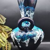 Vallauris vintage iridescent blue fat lava vase?