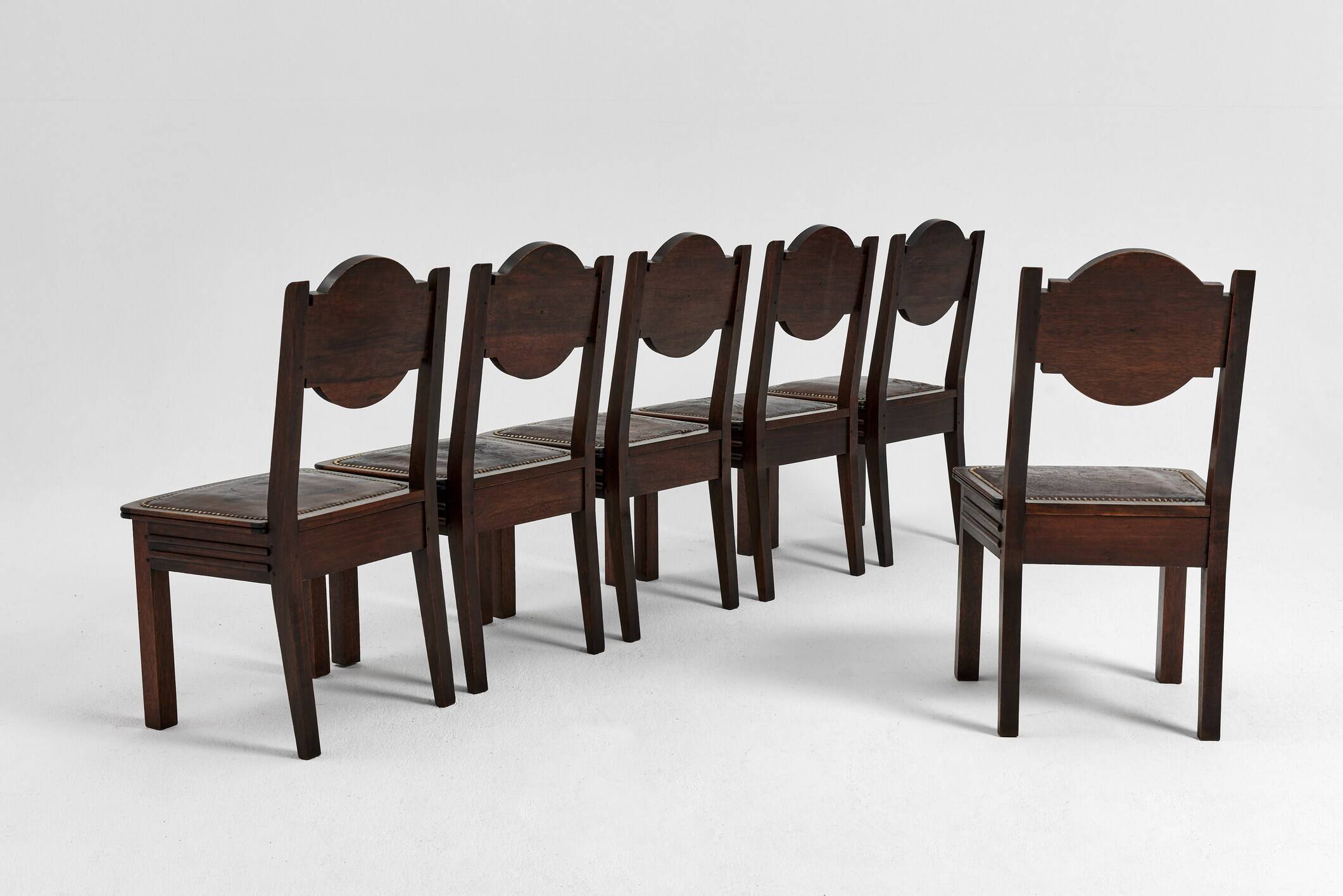 Ensemble de six chaises de salle à manger, acajou, France, années 1930 - Etienne Kohlmann