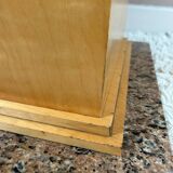 Table basse design années 80 bois, verre, granit