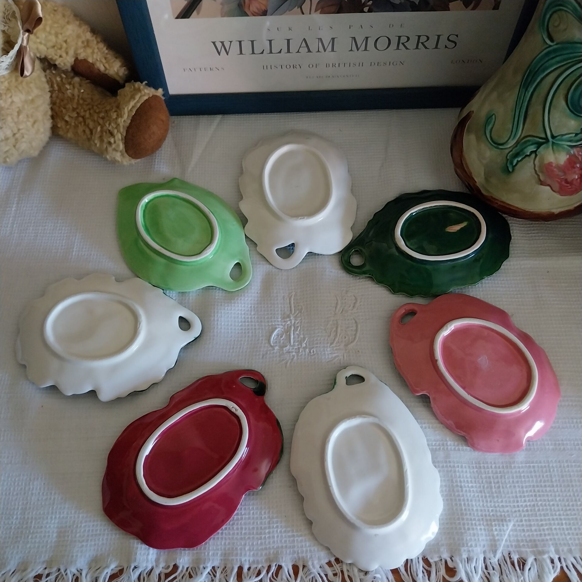 Old slipware flower-shaped bowls