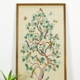 Vintage bird embroidered paint with wooden frame
