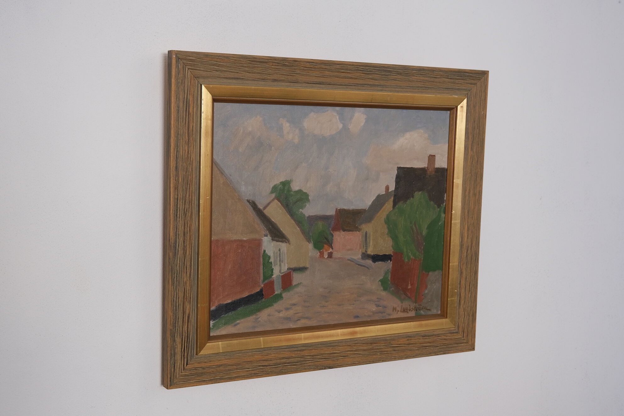 Modernist landscape painting by Hjalmar Lundström 1950's