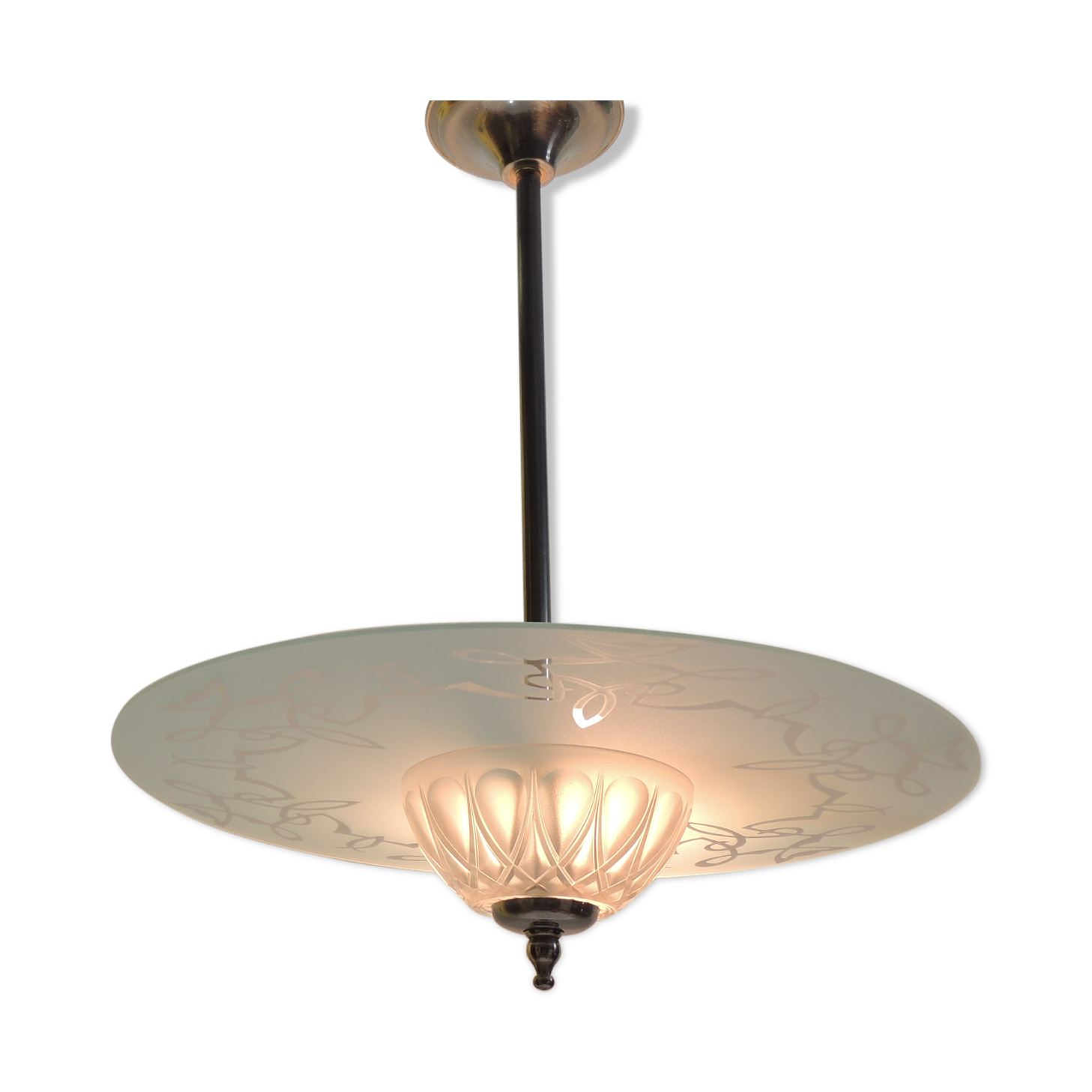 Glass pendant lamp 1930 /art deco/vintage/chandelier palette