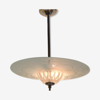 Glass pendant lamp 1930 /art deco/vintage/chandelier palette