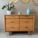 Large vintage 6-drawer chest of drawers from the 50s in oak.