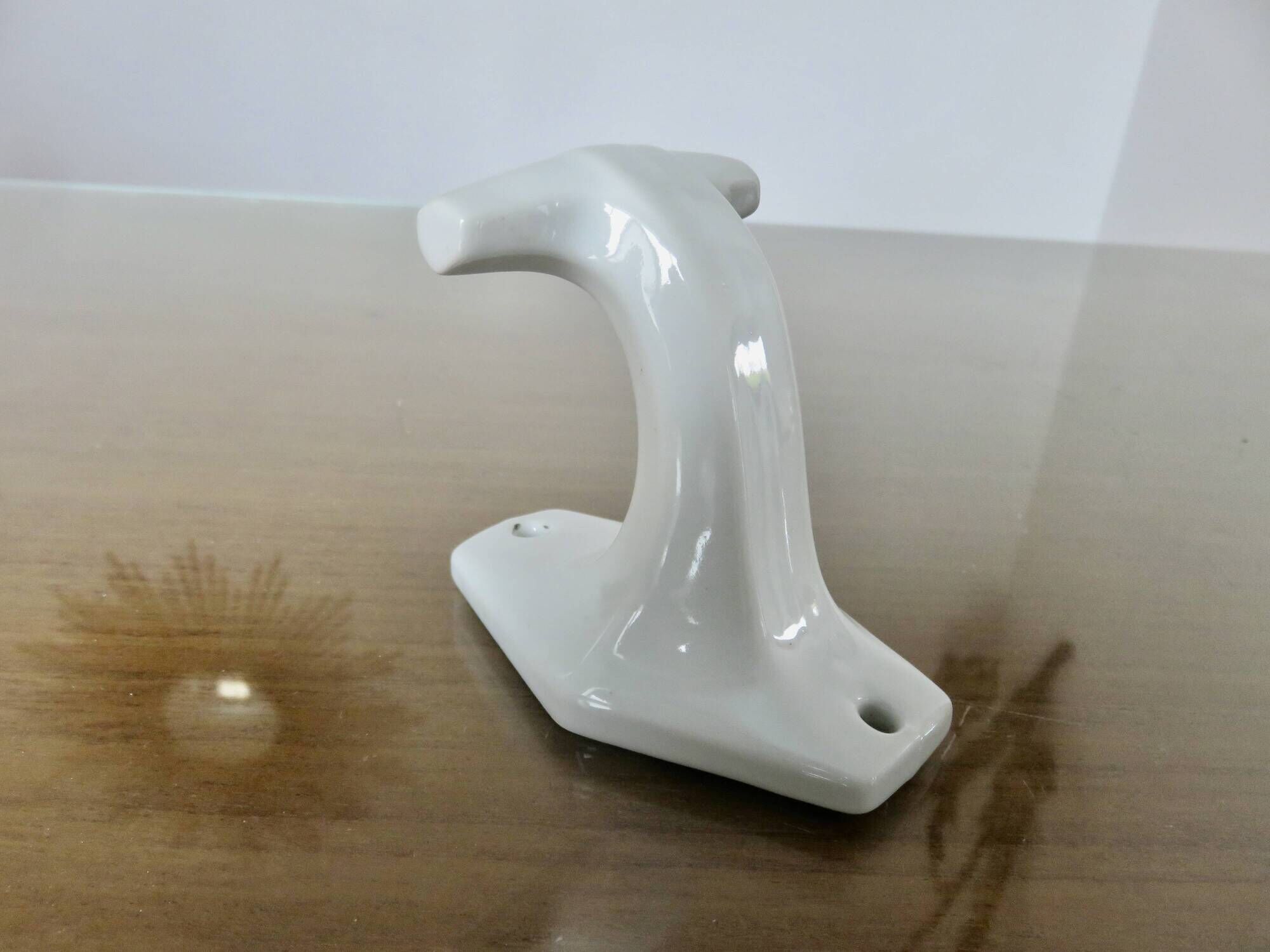 Art Deco white porcelain coat hook 1930s 40s