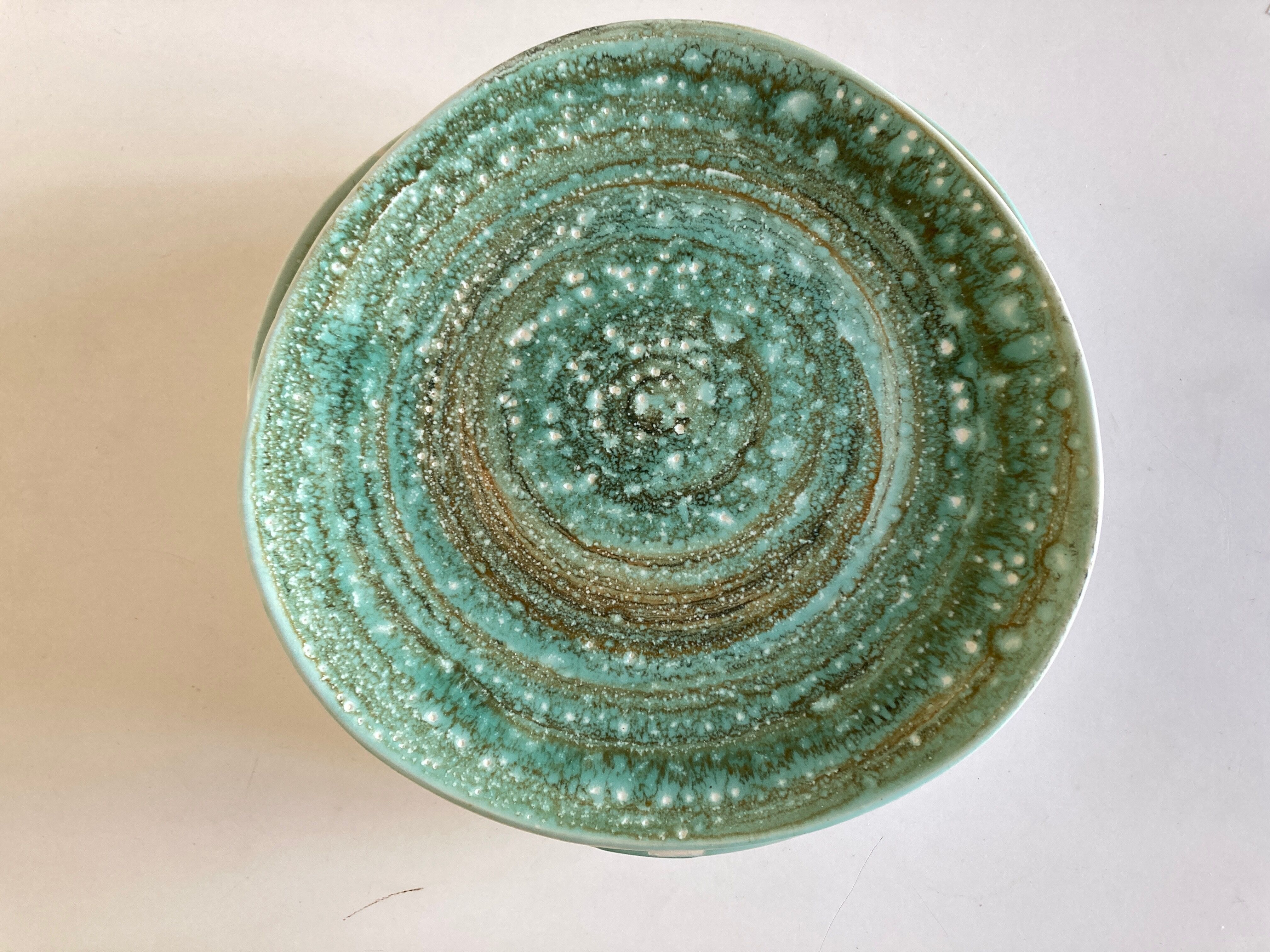 Set of 9 plates 1970 in stoneware Mousse de Nierderviller