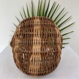 Old handmade basket in woven wicker