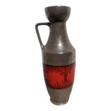 West Germany vase in gray and red glazed ceramic