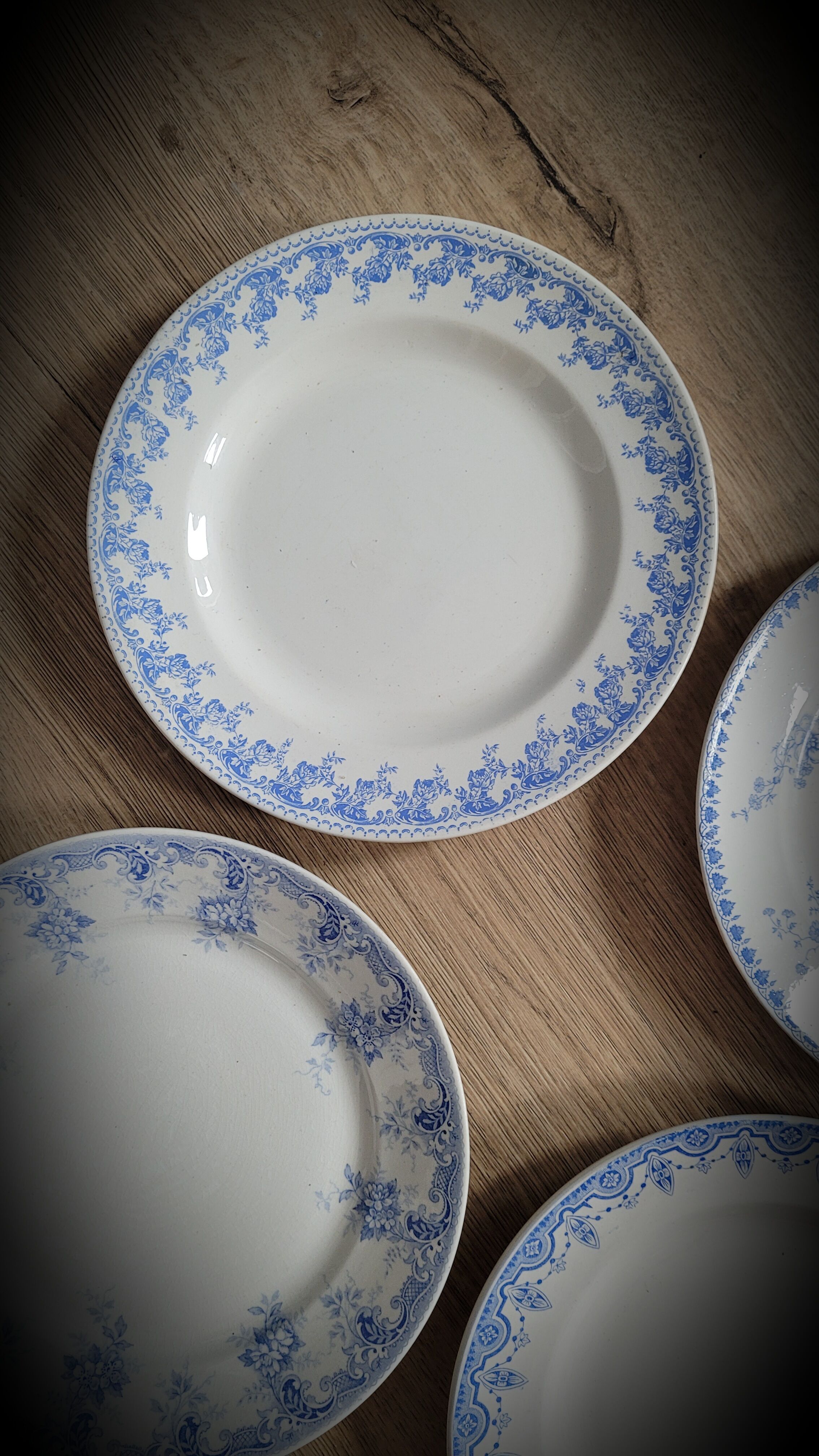 Set of 4 blue mismatched plates 2