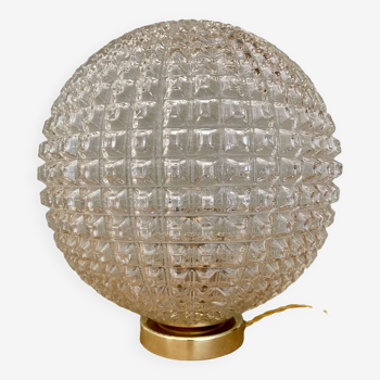 Lampe à poser globe vintage XXL en verre pointe de diamant